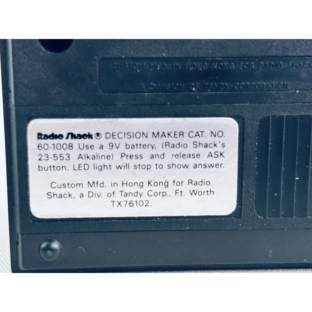 Vintage TANDY Executive Decision Maker 60-1008 Radio Shack (Electronic 8 Ball)